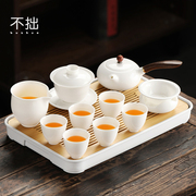 羊脂玉功夫茶具套装家用茶盘，一体泡茶壶茶杯，高档轻奢客厅中式白瓷