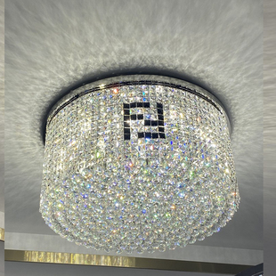 圆形水晶客厅吸顶灯高端餐厅桌现代轻奢大气埃及水晶高端水晶灯