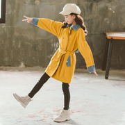 女童牛仔外套风衣2021秋季韩版中长款时髦洋气收腰外套春秋装