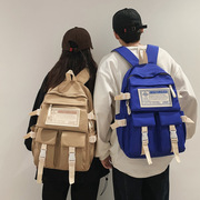 书包男女款大容量韩版撞色，双肩包2023初中生，高中学生休闲背包