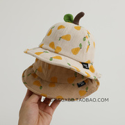 韩版灯芯绒盆帽男女宝宝儿童帽子，春秋季时尚，厚款婴幼儿遮阳渔夫帽