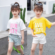 女童夏季t恤2024韩版宽松短袖，夏装儿童中大童纯棉半袖上衣t恤