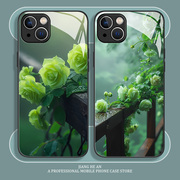 2024适用苹果15pro手机壳iPhone14新款13mini清新12薄荷绿11绿色xsmax夏天xr的x高级感8plus套7p绿16超火玫瑰