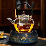 蒸汽煮茶壶玻璃泡茶壶，电陶炉围炉煮茶器，茶具套装家用大容量烧水壶