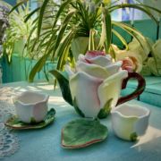 方亚 香槟玫瑰陶瓷茶壶咖啡壶功夫茶具组合结婚 一壶二杯蝶