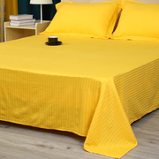 金黄色床单单件条纹全棉，缎条纯棉棉布，布料单人1.5米被单双人夏天