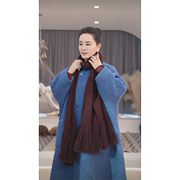 璇知物•xuan温婉蓝色长款大衣，百搭保暖简约.王璇原创设计外套