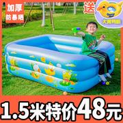 小孩夏天游泳池家用室内玩水小型充气塑料加厚大号儿童戏水池方形