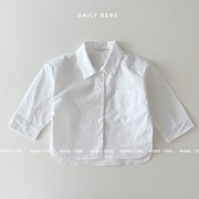 韩国童装24春~daily儿童大童男女宝宝学院风白色翻领衬衫