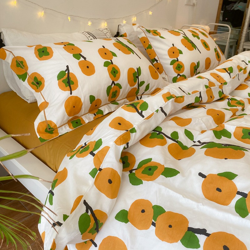 好柿发生纯棉四件套全棉斜纹被套，卡通儿童样板房床，3件套床笠式