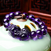 天然紫水晶貔貅手链男女，款时尚招财转运手串，护身情侣饰品礼物