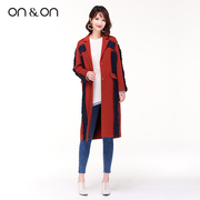 ON＆ON/安乃安商场同款秋季韩版休闲纯色拼接西装领羊毛呢大衣