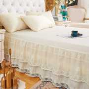 公主床罩床裙式单件蕾丝，花边欧式1.5m1.8x2.0米，2.2床套防滑保护套