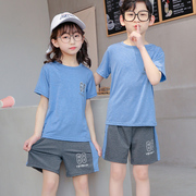 儿童运动服套装夏季男童夏装女童男孩童装跑步透气速干衣短袖短裤