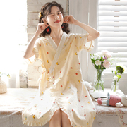 『眠岛』短袖睡衣女，夏季日系薄款纯棉纱布可爱公主风和服睡裙晨袍
