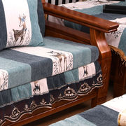 实木沙发垫连靠背新中式防滑加厚海绵，田园风o红木长椅坐垫罩可拆