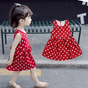 婴儿衣服夏2薄款1一5岁红色3波点雪纺儿童小女孩宝宝夏装连衣裙子