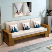 实木沙发床可折叠客厅多功能，推拉双人1.5米小户型，坐卧两用小沙发
