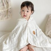 婴儿新生儿浴巾纯棉六层纱布全棉，吸水宝宝专用带帽斗篷可穿可裹