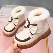 大棉女童短靴加绒保暖靴2023冬季童鞋儿童靴子女宝宝真皮童靴