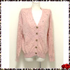 意大利奢侈品牌bc浅粉色夹彩线，加厚山羊绒v领开衫外套