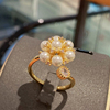 高级感锆石珍珠大花朵戒指女设计高级感小众开口食指2022年潮