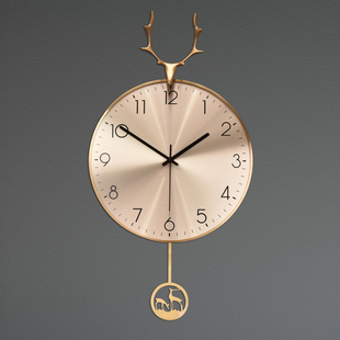 北欧简约客厅挂钟轻奢时尚创意挂表家居现代个性时钟大气石英钟表