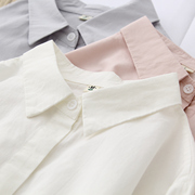 纯色春秋简约百搭长袖白衬衫，减龄文艺风粉色衬衣，打底白领上衣温柔