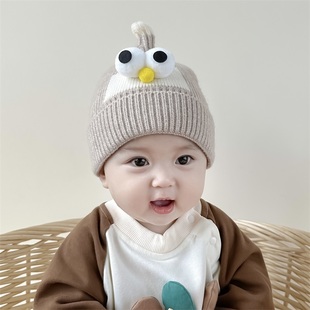 宝宝秋冬帽子婴儿毛线帽针织可爱婴幼儿套头帽超萌新生儿胎帽保暖