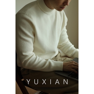 YUXIAN高端超细绵羊毛半高领针织长绒棉套头纯色长袖毛衣暖冬季
