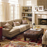 简约美式现代实木布艺亚麻沙发，三人123组合简欧客厅羽绒上海整装
