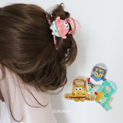 GUKUALI 卡通海绵宝宝造型发可爱少女后脑勺鲨鱼夹发假发饰头饰