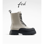 fed英伦风短靴冬季靴子拼色时装靴厚底马丁靴女款R1121-YA511
