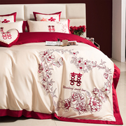 婚庆四件套床上用品纯棉三件套红色，结婚送礼女方陪嫁专用礼盒套装