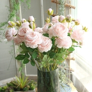 仿真牡丹花玫瑰花束婚庆家居客厅，落地装饰干花假花绢花插花摆件