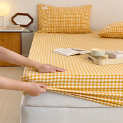 无印良品a类全棉床笠单件纯棉，床单格子全包床垫罩夏季宿舍单人床