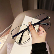 眼镜框镜架男韩版金属方形素(方形素，)颜平光镜女大脸显瘦可配镜片近视眼镜