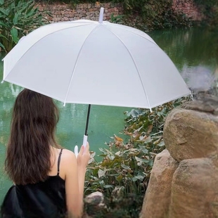 透明雨伞长柄小清新遮阳晴雨伞，磨砂加厚韩版学生手动加固自动两用