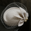 法式优雅英伦复古网纱贝雷帽羊毛呢小礼帽婚纱，宴会白色新娘头饰