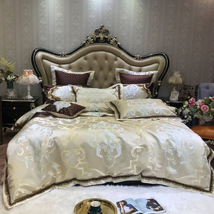 欧式高端ab版高精密提花，纯棉刺绣套件，全棉床单床盖四件套床上用品