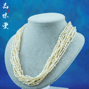 精美日本制手工天然海水珍珠米粒随型经典复古项链925纯银晚礼服