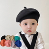婴儿帽子春秋薄款宝宝贝雷帽男女，儿童毛线针织帽，纯色光板秋冬季潮