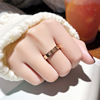 love镶钻戒指钛钢18k金色男女情侣，时尚百搭素圈食指环对戒不掉色