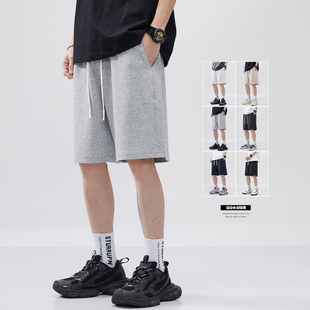 homepanda重磅休闲短裤男夏季日系纯色运动宽松五分，针织卫裤