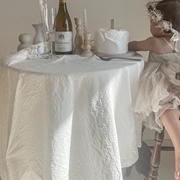ins棉布褶皱桌布拍照道具背景，甜品台装饰白色餐桌布野餐布