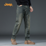 jeep吉普牛仔裤男直筒，2024做旧男士长裤春秋，美式修身裤子男款