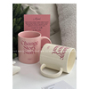 qumin创意个性粉色浪漫英文马克杯，奶黄色陶瓷水杯奶油早餐陶瓷杯
