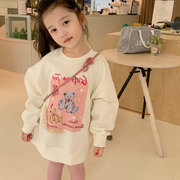 女童卫衣卡通小熊字母长袖，上衣t恤24秋装外贸童装儿童3-8岁