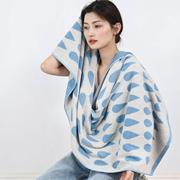 夏季蓝色清冷风插画系列色织，毛巾a类精梳，长绒棉毛巾吸水浴巾