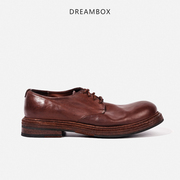 dreambox钧博vibram棕色复古手工，休闲皮鞋马皮，固特异商务大头男鞋